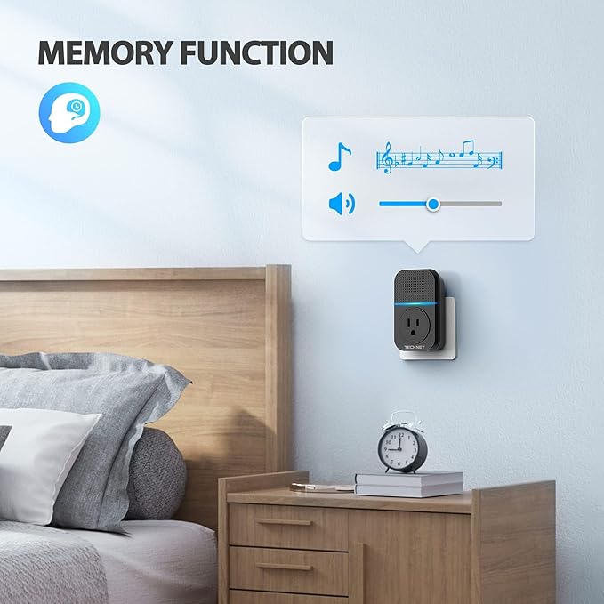 TECKNET Wireless Doorbell, Plug-through Door Bell, IP66 Waterproof Doorbells, 1300ft Cordless Rang Door Bell Ringer Wireless, 60 Ringtones & 5 Level Volume, 0-110 dB Doorbell Chime for Home/Classroom