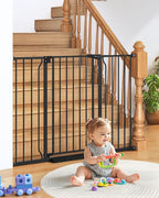 34" Extra Tall Baby Gate for Stairs, Auto Close Stroller Friendly Dog Gate Indoor for Doorways, Pressure Mounted 29"-51" Wide Baby Gate, Easy Walk Through Gate for Children & Pets, Black