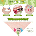 Easter Dog Bandanas XLarge 2PCS, 4 Pattern Colorful Scarf for Boy and Girl, Triangle Reversible Bibs Breed for Puppy Cats Pets