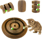 Kitty Kurlz Cat Toys, Magic Organ Cat Scratcher Board with 2 Bell Balls,Twisty Paws Cat Toy Foldable＆Changeable, Interactive Kitty Curls for Indoor Cats Physical & Mental Exercise-Coffee Brown