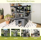 4-Tier Outdoor Cat Tree with Shelter, Wooden Cat Tower with Scratching Post, Cat Outdoor Enclosure, Weatherproof Roof, Easy Assembly, Pine (Grey)