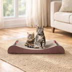 FluffyDream Cat Scratcher Cardboard, Scratching Pad House Bed Furniture Protector, Infinity Shape, Curved (Brown, Bone + Bell)