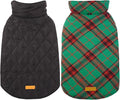 Kuoser Waterproof Dog Coat, Reversible Dog Jacket for Medium Dogs, Adjustable Durable Doggie Winter Coat Warm Puppy Cold Weather Apparel from Small to Large Breed, Christmas Green M