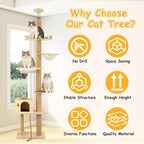 Cypherx Floor to Ceiling Cat Tree, 6 Tier Tall Cat Tower Adjustable Height (81-109 in), Modern Cat Tree Tower for Indoor Cats with Scratching Post, ransparent Capsule and Cozy Hammock, Wood