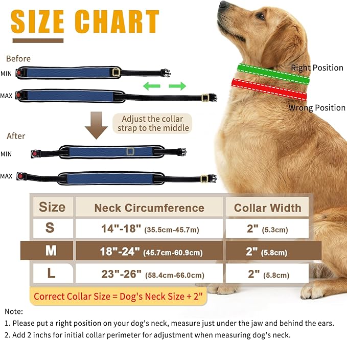 Martingale Collar for Dogs, Reflective No Pull Dog Collar for Large Medium Dogs, Adjustable Anti Pull Dog Collar for Training Walking, Heavy Duty Nylon Slip Collar with Buckle 2 Inch Wide M Dark Blue