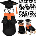 5 Pcs Dog Graduation Costume Set Include 2026 Pet Graduation Gown with Stole Puppy Grad Cap Lensless Glasses DIY Letter Stickers for Dogs Cats Holiday Costume Accessory(Black Orange,M)