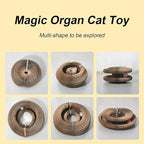 Kitty Curlz Cat Toy, Magic Organ Cat Interactive Scratcher Cardboard with Bell Ball, Foldable & Changeable Accordion Shape Exercise Anxiety Relief Toy for Indoor Cats(1PCS)