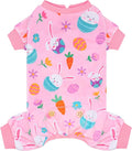 KYEESE Easter Dog Pajamas, Soft Dog Pajamas for Small Dogs Girl, Stretchy Dogs Pjs Velvet Pet Jumpsuit with Eggs & Bunny Pattern, Comfy Lightweight Pet Outfit, Pink, L