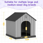 Bifanuo Large Dog House for Outdoor & Indoor, Waterproof Puppy Shelter with Air Vents & Elevated Floor, Easy Assemble Sturdy Dog Kennel for Large Dogs (Classic Black, 36.2''L×38''W×38''H)