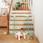 29"-40" Baby Gate for Stairs, Auto Close Stroller Friendly Dog Gate Indoor for Doorways, Pressure Mounted Baby Gate, Easy Walk Through Gate for Children & Pets, Green