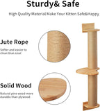 FUKUMARU Cat Activity Tree with Scratching Posts, Wall Mounted Jute Scratcher Pine Hammock