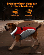 Dog Winter Coat for Small Dogs, Adjustable Puppy Warm Jackets in Cold Weather, Reflective Pet Fleece Vest with External Attachment Points, Zippered Cold-Weather Dog Winter Clothes, XS Red