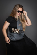 Noah & Paw Dog Sling Carrier for Small Dogs 3-10lb, Dog Sling for Small Dogs and Cats, Dog Carrier with Adjustable Padded Strap, Vegan Leather Lined with Fur, 3X Safety Features, Machine Washable