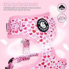 Dog Harness and Leash Set, Adjustable Dog Harness, Dog Leash, No Pull No Choke Puppy Harnesses for Walking Training for Small, Medium Pet (Little Love, S(Chest 14-19.6", Neck 10.6-13"))
