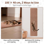 71" X 15.8" Thickened Cat Wall Climbing Carpet, Extra Large Cat Wall Scratcher Mat Imitation Sisal Wall Mounted Cat Scratcher with 16 pcs Fixed Nails for Indoor Furniture Couch Sofa Protection(Coffee)