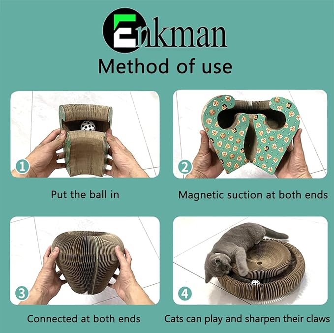 Kitty Curls cat Toy Foldable Magic Organ Cat Scratching Board Cat Ball Adventure The Ultimate Interactive Mental Physical Exercise for Indoor Cats Toy
