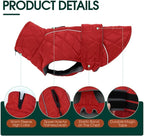 Kuoser Dog Jacket Warm Fleece Lined Dog Coats for Small Dogs, Waterproof Pet Coat Reflective Puppy Snowsuit with Harness Hole for Cold Weather Walking Hiking, Quilted Dogs Winter Vest, Red, S