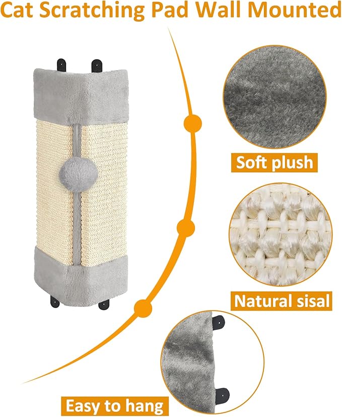 BNOSDM 3 Pack Cat Wall Corner Scratcher for Indoor Cats Walls Mounted Sisal Scratch Board Protector Vertical Anti Scratching Pad Protect Furniture Pet Wear Resistant Mat for Door Sofa