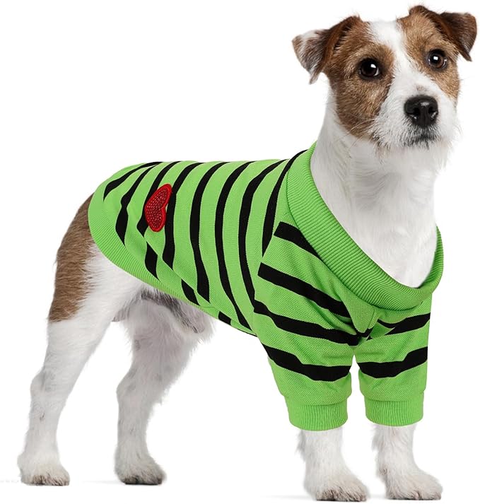 Dog Shirts for Large Dogs, Striped T-Shirts Dog Vest Pet Apparel Tee Shirts Spring Summer Suitable for Small and Medium Large Pets French Bulldog Bichon, Green L
