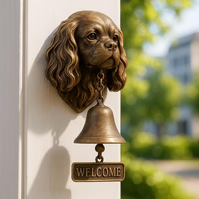 Christmas German Shepherd Welcome Bell – Retro Dog & Witch-Themed Doorbell – Decorative Cast Iron Hanging Bell with Brass Chime – Rustic Farmhouse Wall Décor (Rottweiler)