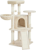 Topeakmart 42in Cat Tree Tower for Indoor Cats, Cat Condo with Perch & Hammock, Activity Center, Multi-Level Cat Furniture with Scratching Posts, Cat House, Beige