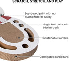 Furhaven Scratching Pad Ball Track Cat Toy w/ Catnip for Indoor Cats - Giant Snow Man Holiday Corrugated Busy Box Scratcher - White, One Size