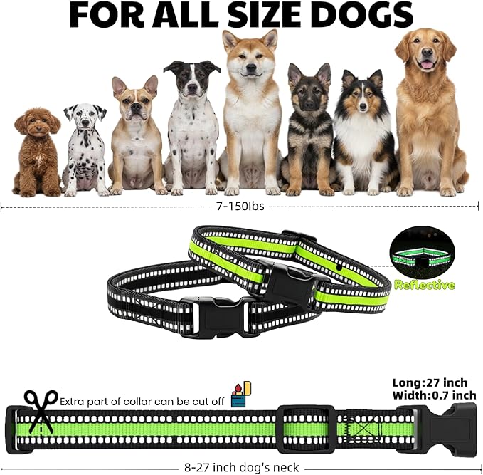 Training Collar Replacement Straps Adjustable Nylon Bands for E-Collars & Shock Collars, 2-Pack (Black&Green) - Dog Collar Accessory Fits Most 3/4 Inch Electronic Training Collars