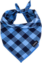 Boy Dog Bandana Small-Blue Black Dog Scarf Buffalo Plaid Printing Adjustable Bib Handkerchief Accessories for Small Dogs Cats (S)