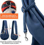 Tomkas Small Dog Sling Carrier - Cat Sling Carrier - Classic Pocket & Classic Strap - for 3-10 lbs Pets(Darkblue)