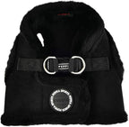 Puppia Terry Vest Dog Harness Step-in Winter Suede Warm No Choke No Pull Training Walking for Small and Medium Dog, Black, Small