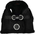 Puppia Terry Vest Dog Harness Step-in Winter Suede Warm No Choke No Pull Training Walking for Small and Medium Dog, Black, Large