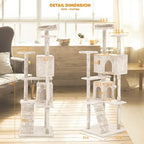 70in Cat Tree for Indoor Cats, Cat Tower with Cat Scratching Post, Multi-Level Cat Furniture, Cat Tower with Funny Toys for Kittens-Beige