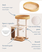 Modern Cat Tree for Large Cats, Modern Cat Tree Tower with Wide Shelves Cotton Scratching Posts, Super Sturdy Base, Cozy Perches, and Interactive Toys for Indoor Kittens 31-Inch