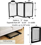 Dog Fence Indoor,Dog Gate Indoor for Doorway pet gate -3-Panel Freestanding, Hallways, House or Stairs -60x32-Inch Retractable Foldable Expandable Wood Pet by SFJC (Black) ﻿