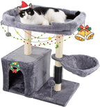 28.3" Small Cat Tree Tower,Cat Scratching Post for Indoor Cats,Featuring with Cat Cave & Cozy Perch,Cat Self Groomer and Interactive Dangling Ball Great for Kittens/Cats (Light Gray, Large)