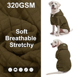 BEAUTYZOO Small Dog Hoodie Sweater with Pockets, Dog Clothes for Small Medium Dogs Boy Girl, Waffle-Like Laminated Cotton Pet Coats with Hat and Leash Hole, Army Green M