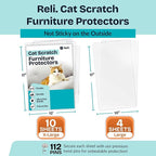 Reli. Cat Scratch Furniture Protector (14 Pack w/Pins) XL | Cat Couch Protector from Claws | Clear Plastic Anti Scratch Furniture Shield for Sofa