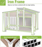 Dog House for Outdoor Use with Matel Frame, Waterproof Design -All-Weather Wooden Kennel with Sliding Window & Metal Frame (Brown-1, L)