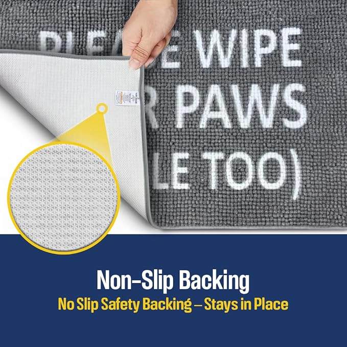 Muddy Mat® Absorbent Microfiber Door Mat and Pet Rug, Non Slip Washable Chenille Indoor Outdoor Rug - Please Wipe Your Paws People Too Funny Dog Welcome Mat 19"x30"