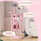 Magshion Cat Tree 77" Cats Tower for Indoor Cats, Multi-Level Cat Condo with Scratching Post, Top Perch, Sisal Board and Dangling Ball, Cat Stand Jumping Platform Kittens Pet Play House (Pink)