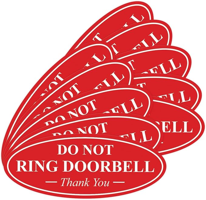 All Quality Oval DO NOT Ring DOORBELL Thank You Sign -Red Small 10 Pack