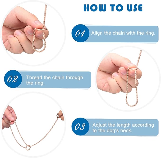 Mogoko Stainless Steel Dog Choke Chain Collar, Puppy Metal Snake Chain Pet Show Slip Collar Choker for Training Walking (Rose Gold;16.0"*3.0mm)