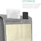 Navaris Cat Scratch Armrest Organizer - Sisal Furniture Protector Scratching Pad for Cats - Scratcher Mat Cover for Sofa Couch Armchair - Light Gray