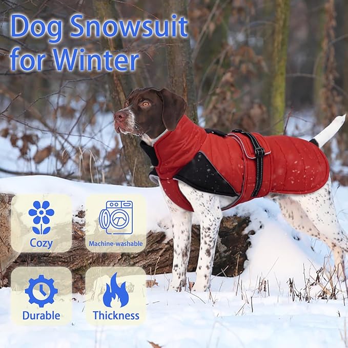 MIGOHI Cozy Small Dog Coat - Reflective Dog Coat for Small Dogs,Fleece Winter Coats Jacket for Dogs with Leash Hole,Snowproof Thick Puppy Clothes,Pomeranian,Chihuahua,XS,RedBlack