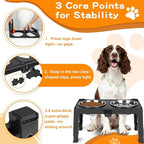 COMESOON Elevated Dog Bowls, 5 Adjustable Heights (3.9"-13.4") Raised Dogs Food Bowl Stand for Medium Large Sized Dogs, Non-Slip Foldable Travel Pet Feeder Black with Stainless Steel Bowls