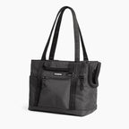 Cleverpup Transit Tote Dog Carrier for Small Dogs up to 8 lbs, 16x11x8 Soft-Sided 4-Pc Set with Waterproof Base, Plush Insert, Food Pouch, Mesh Head Opening - Small, Graphite Graphite