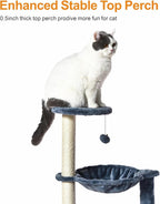 3-Level Cat Tower with Hammock and Sisal Post, 26.7 inch, Blue