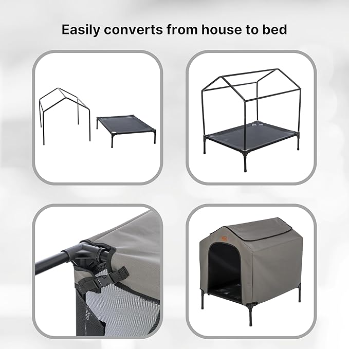 Trixie 2-in-1 Dog House and Bed - Elevated Indoor/Outdoor Tent with Removable Cover - Waterproof and Sun-Resistant - for Small/Medium Dogs up to 55 lbs - 30.7 x 24.4 x 32.3 in