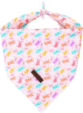 Elegant little tail Easter Dog Bandana, Bunny with Flower 1PC Washable Dog Scarf Female or Male Square Bib Kerchief Scarf Adjustable Pet Bandana for Medium Large Dogs