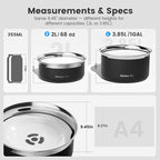 Gardner Pet Dog Bowls 1 Gallon (3.85L) Stainless Steel No Spill Water Bowl, Slow Water Feeder Metal Dog Bowls, Spill Proof Water Dispenser for Large Dogs, Promotes Healthy Hydration(Black)